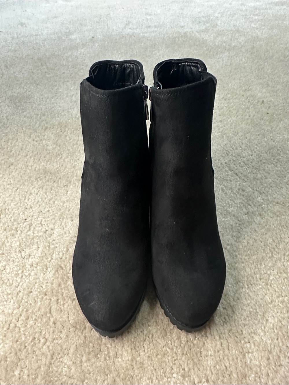 Classic Black Suede Ankle Booties with Side Zip